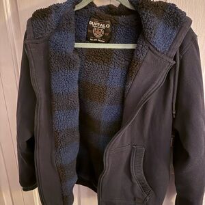 Buffalo David Bitton Navy and Blue Sherpa Jacket Size Large